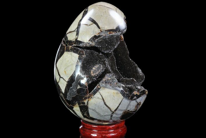 Septarian Dragon Egg Geode - Black Crystals #89579